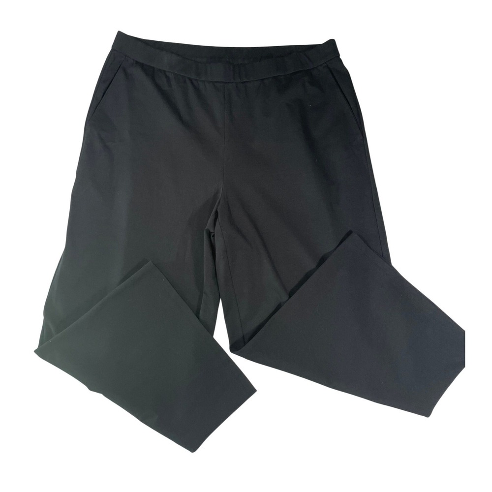 Eileen Fisher Cropped Wide Leg Pant Womens Black Jersey Pull On XL S20KB-P4402M
